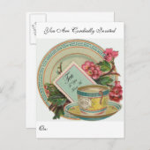 Invitation Carte Postale Heure du thé (Devant / Derrière)