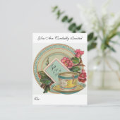 Invitation Carte Postale Heure du thé (Debout devant)