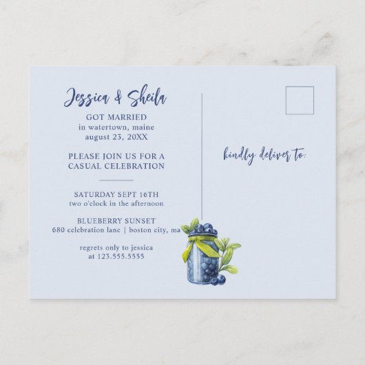 Invitation Carte Postale Heureux Jamais Après La Réception De Mariage Décon (Dos)