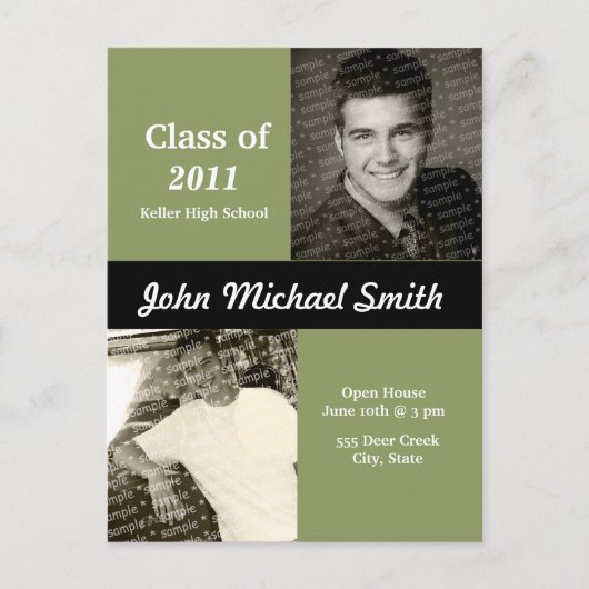 Invitation Carte Postale Hip Grad Collage (Devant)