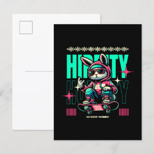 Invitation Carte Postale Hip-Hop Hoppity - Skater Bunny Pâques