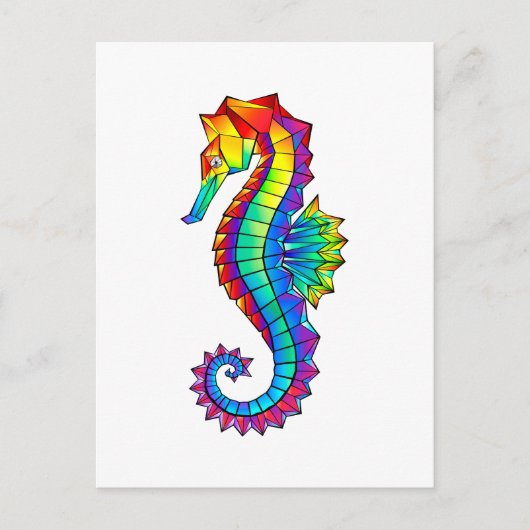 Invitation Carte Postale Hippocampe polygonal arc-en-ciel (Devant)