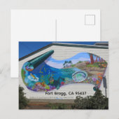 Invitation Carte Postale Histoire de Fort Bragg, CA dans une fresque ! (Devant / Derrière)