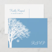 Invitation Carte Postale Hiver Chêne Bleu Blanc Bat mitzvah RSVP (Devant / Derrière)