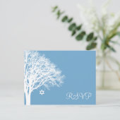 Invitation Carte Postale Hiver Chêne Bleu Blanc Bat mitzvah RSVP (Debout devant)