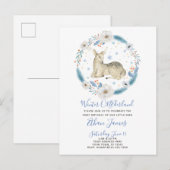 Invitation Carte Postale Hiver ONEderland Cerf Floral Baby 1er anniversaire (Devant / Derrière)