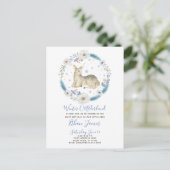 Invitation Carte Postale Hiver ONEderland Cerf Floral Baby 1er anniversaire (Debout devant)