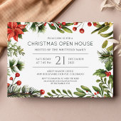 Invitation Carte Postale Holiday de Noël Open House Vert rouge