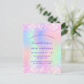Invitation Carte Postale Hologramme rose violet d'anniversaire (Debout devant)