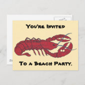 Invitation Carte Postale Homard vintage (Devant / Derrière)