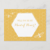 Invitation Carte Postale Honey Bee Yellow Custom Maid of Honor Proposition (Devant)