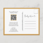 Invitation Carte Postale Honey Gold QR Code Tout en un Mariage moderne (Dos)