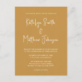 Invitation Carte Postale Honey Gold QR Code Tout en un Mariage moderne (Devant)