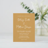 Invitation Carte Postale Honey Gold QR Code Tout en un Mariage moderne (Debout devant)