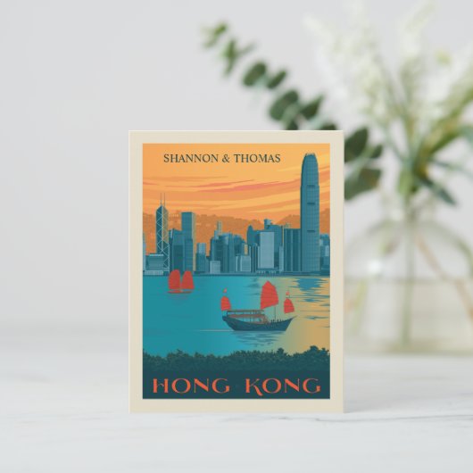 Invitation Carte Postale Hong Kong | Save the date (Debout devant)