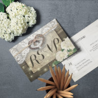 Horseshoe Hydrangea Wood Wedding RSVP Répondre