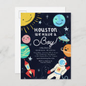Invitation Carte Postale Houston Nous Avons Un Baby shower Spatial Garçon (Devant / Derrière)