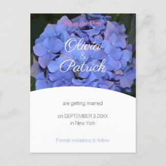 Invitation Carte Postale Hydrangea Violet Pastel Mariage Économisez la Date