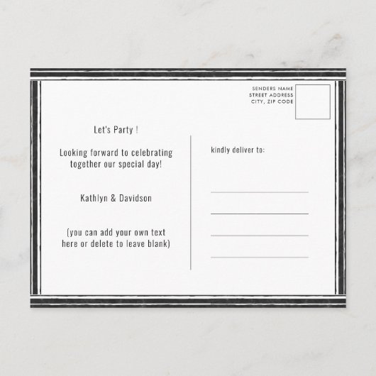 Invitation Carte Postale I DO Fiançailles Photo Black Chalkboard BBQ Party (Dos)