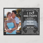Invitation Carte Postale I DO Fiançailles Photo Black Chalkboard BBQ Party (Devant)