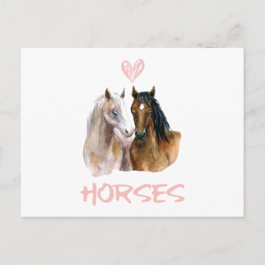 Invitation Carte Postale I Love Horses Portrait (Devant)