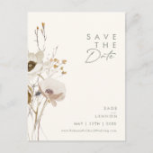 Invitation Carte Postale Iivoire Fleur sauvage Whimsical Enregistrer La Dat (Devant)