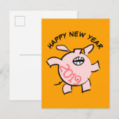 Invitation Carte Postale Illustration de dessin animé drôle de cochon Funny (Devant / Derrière)