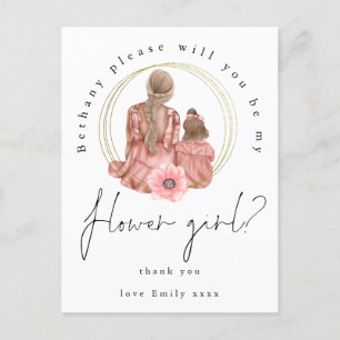 Invitation Carte Postale Illustration Filles Be My Flower Girl Request
