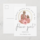 Invitation Carte Postale Illustration Filles Be My Flower Girl Request (Devant / Derrière)
