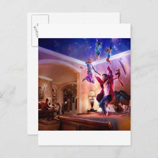 Invitation Carte Postale Imaginaire Abstrait Peter Pan Célébration (Devant / Derrière)