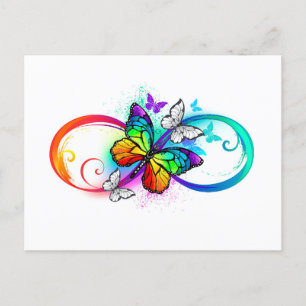 Invitation Carte Postale Infini lumineux avec papillon arc-en-ciel