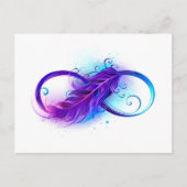 Invitation Carte Postale Infinity with purple feather (Devant)