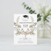 Invitation Carte Postale Infirmière diplômée 2022 Floral Laurel (Debout devant)