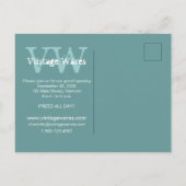 Invitation Carte Postale Initiales vintages Boutique d'entreprise Ouverture (Dos)