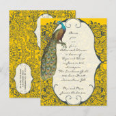 Invitation Carte Postale Inséparable de la Marine Damask Rehearsal Dîner In (Devant / Derrière)