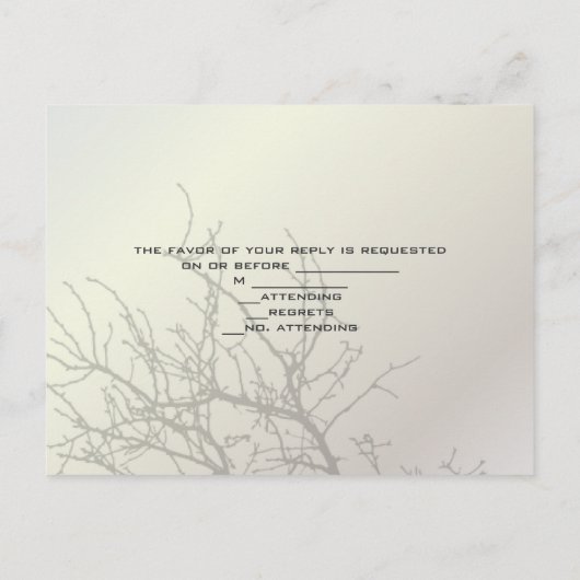 Invitation Carte Postale Inséparables modernes Arbre blanc Mariage RSVP (Dos)