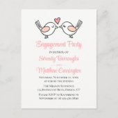 Invitation Carte Postale Inséparables Pink Black Lovebirds (Devant)