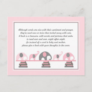 Invitation Carte Postale Insertion d'éléphants roses pour le baby shower de