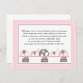 Invitation Carte Postale Insertion d'éléphants roses pour le Baby shower de (Devant / Derrière)
