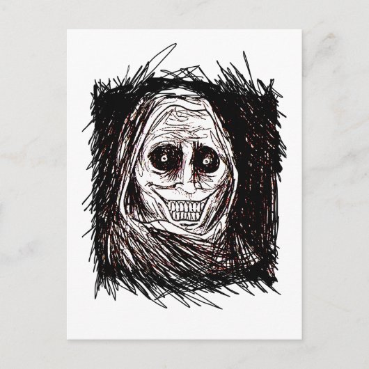 Invitation Carte Postale Invité Horrifiant, Jamais Seul, Non Invité (Devant)