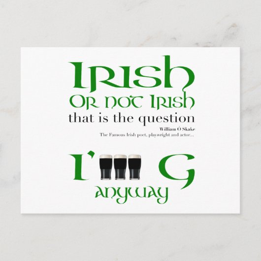 Invitation Carte Postale Irish or not Irish Original St Patrick's Day HHP (Devant)