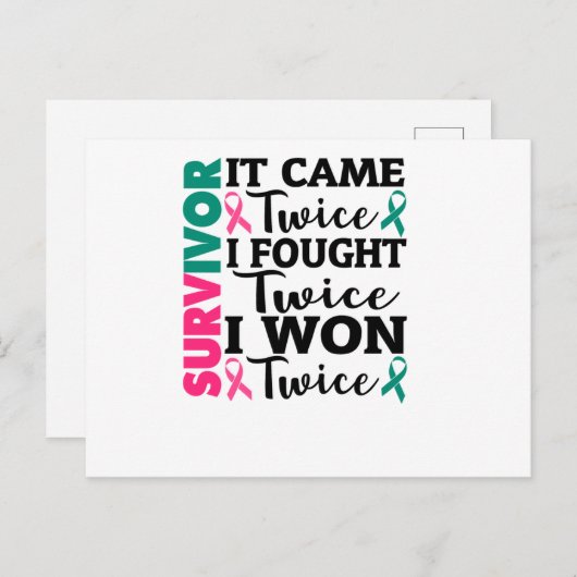 Invitation Carte Postale It camé Twice I Won Twice Cancer Survivor (Devant / Derrière)