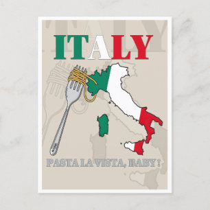 INVITATION CARTE POSTALE ITALIE PASTA LA VISTA, BÉBÉ !