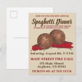 Invitation Carte Postale Italien Meatballs Spaghetti Dîner Charité Événemen (Devant / Derrière)