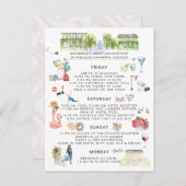 Invitation Carte Postale Itinéraire du week-end de bachelorette | Savannah, (Devant / Derrière)