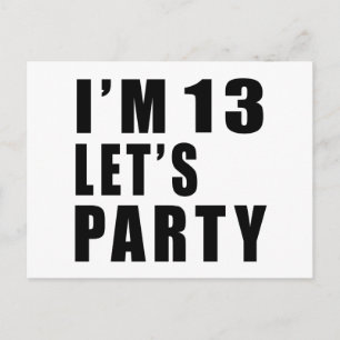 Invitation Carte Postale J'ai 13 ans Faisons la fête