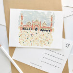 Invitation Carte Postale Jama Masjid Delhi Inde Musulmane Aquarelle Voyage<br><div class="desc">Une carte postale de voyage en aquarelle magnifiquement peinte représentant la mosquée musulmane Jama Masjid de Delhi,  en Inde.</div>
