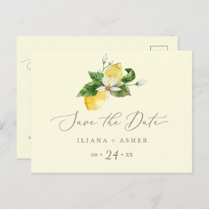 Invitation Carte Postale Jardin de citron moderne Jaune Enregistrer la date