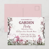 Invitation Carte Postale Jardin fleuri éditable pour une fête (Devant / Derrière)