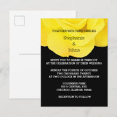 Invitation Carte Postale Jaune Blanc Floral Rose Simple Mariage (Devant / Derrière)